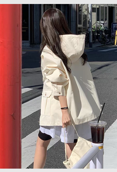 日系好搭連帽風衣外套
