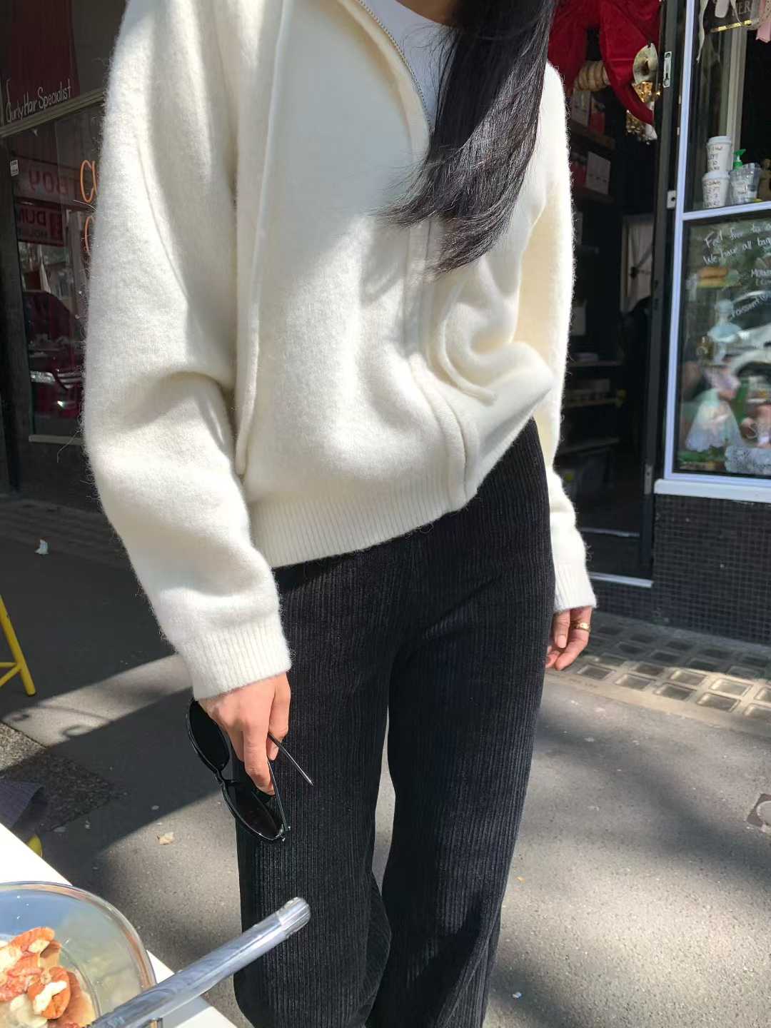 B34.清爽家連帽拉鍊駝羊毛衣外套
