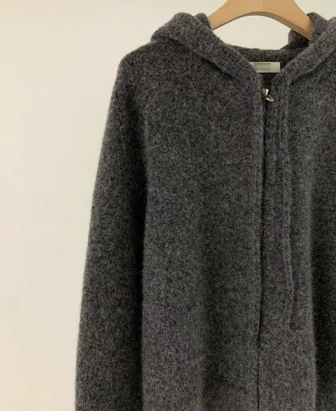 B34.清爽家連帽拉鍊駝羊毛衣外套
