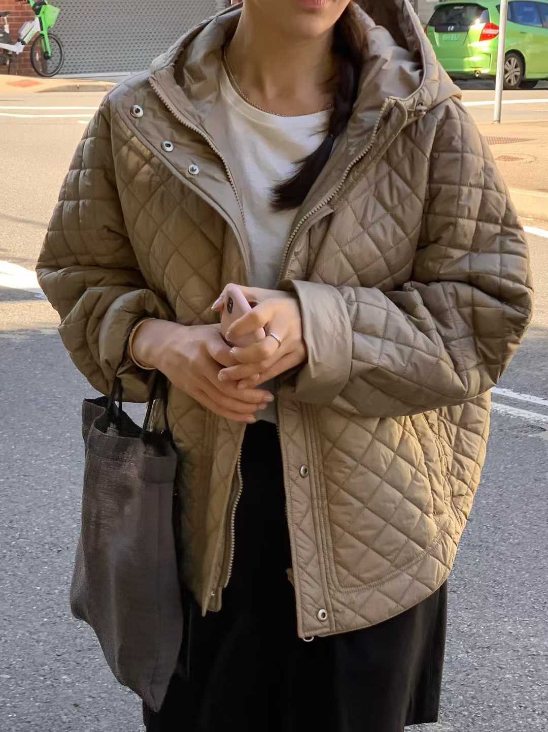 B42.清爽家正反兩穿菱格鋪棉連帽外套