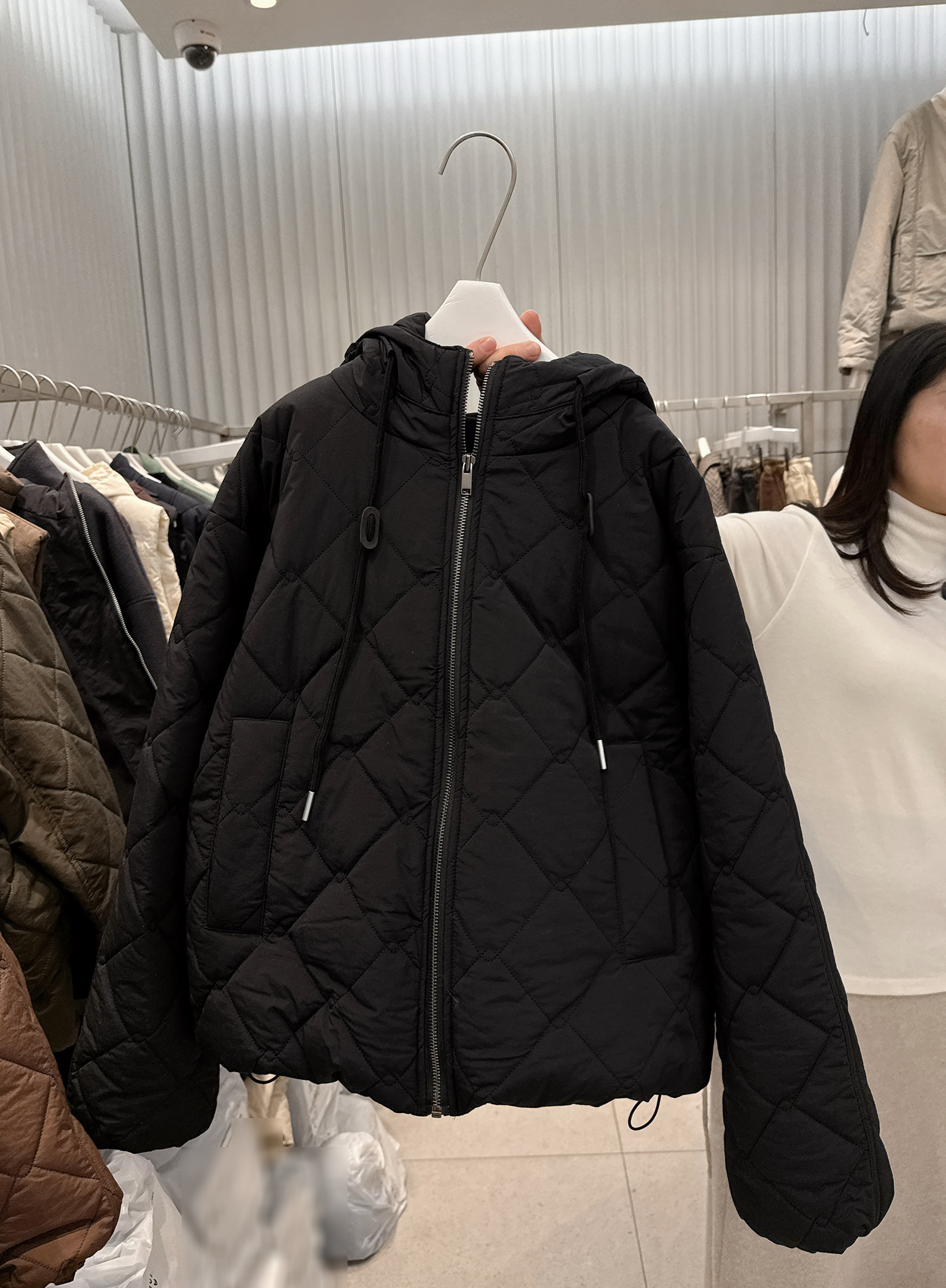 A60.帽可調家菱格連帽內毛毛鋪棉外套