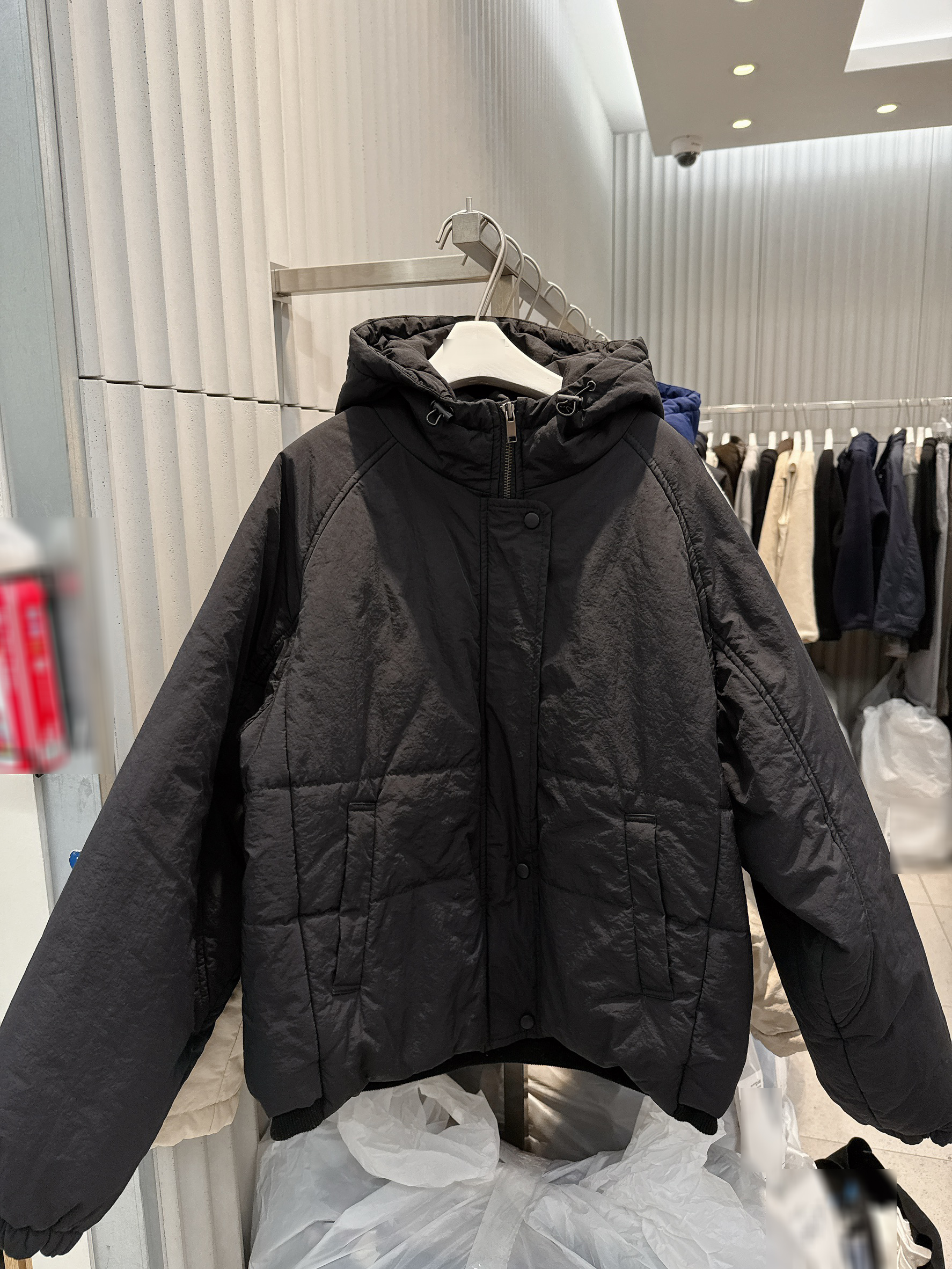 A61.帽可調家方格拉克蘭內毛毛鋪棉外套