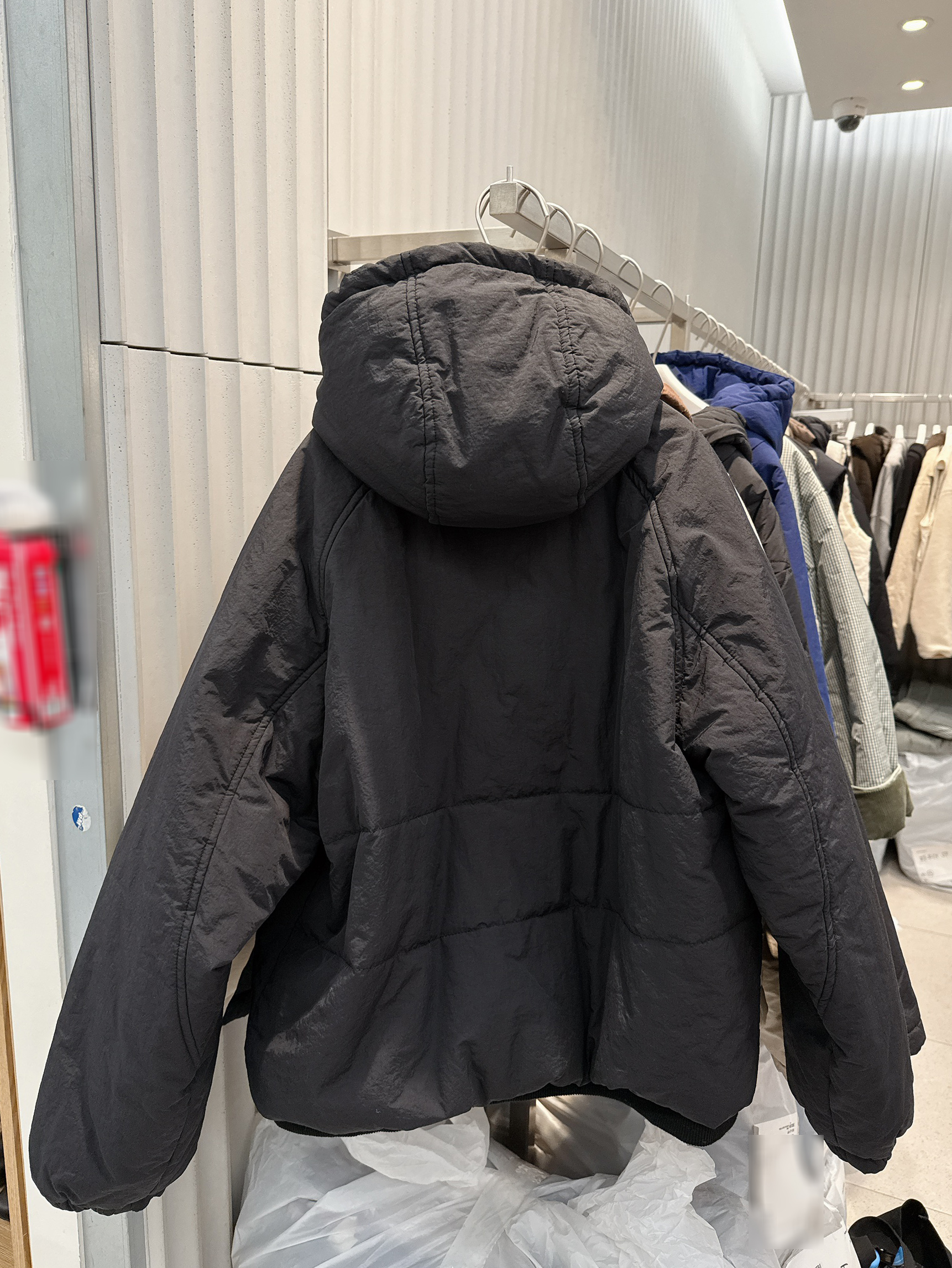 A61.帽可調家方格拉克蘭內毛毛鋪棉外套