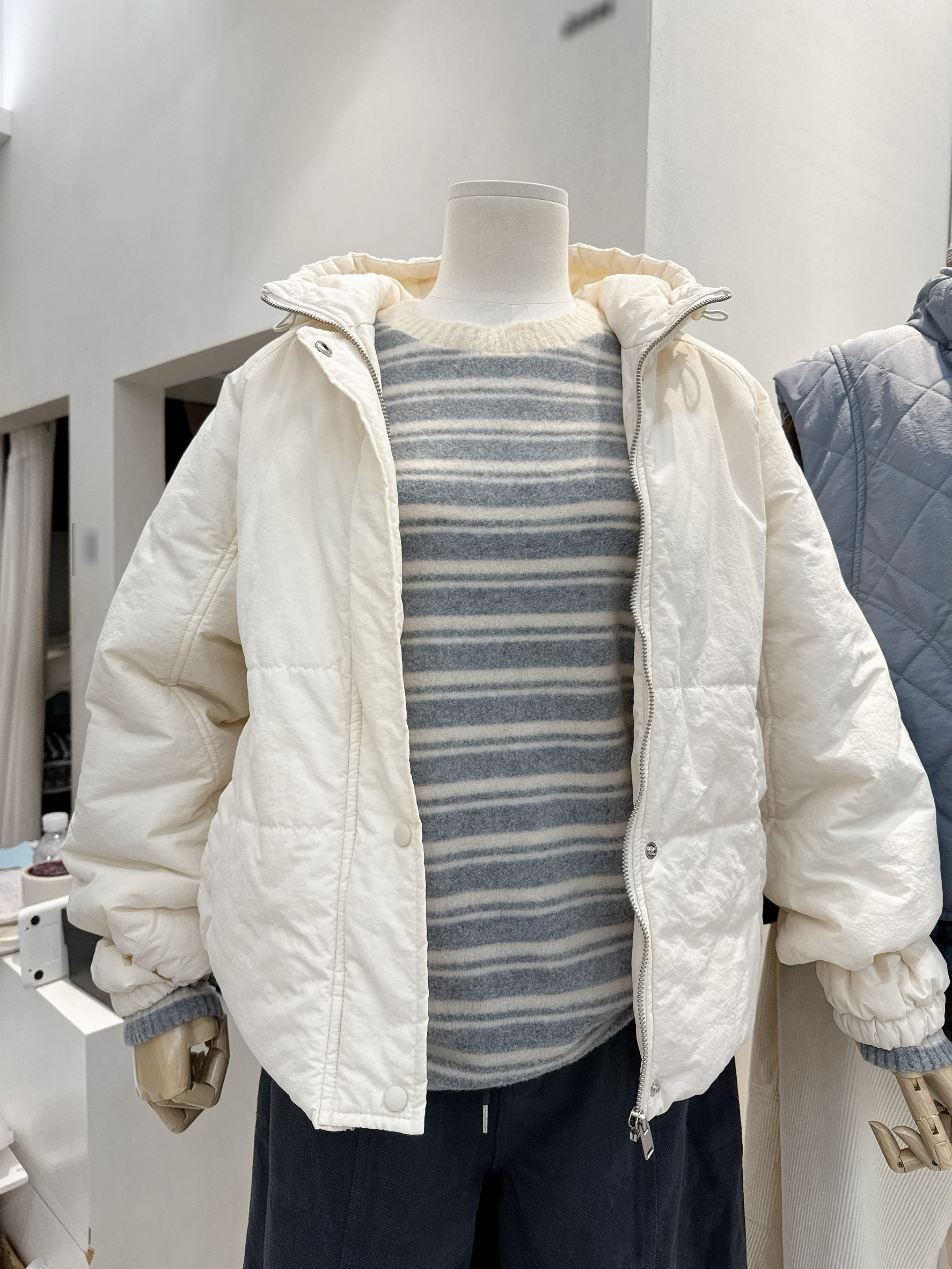 A61.帽可調家方格拉克蘭內毛毛鋪棉外套