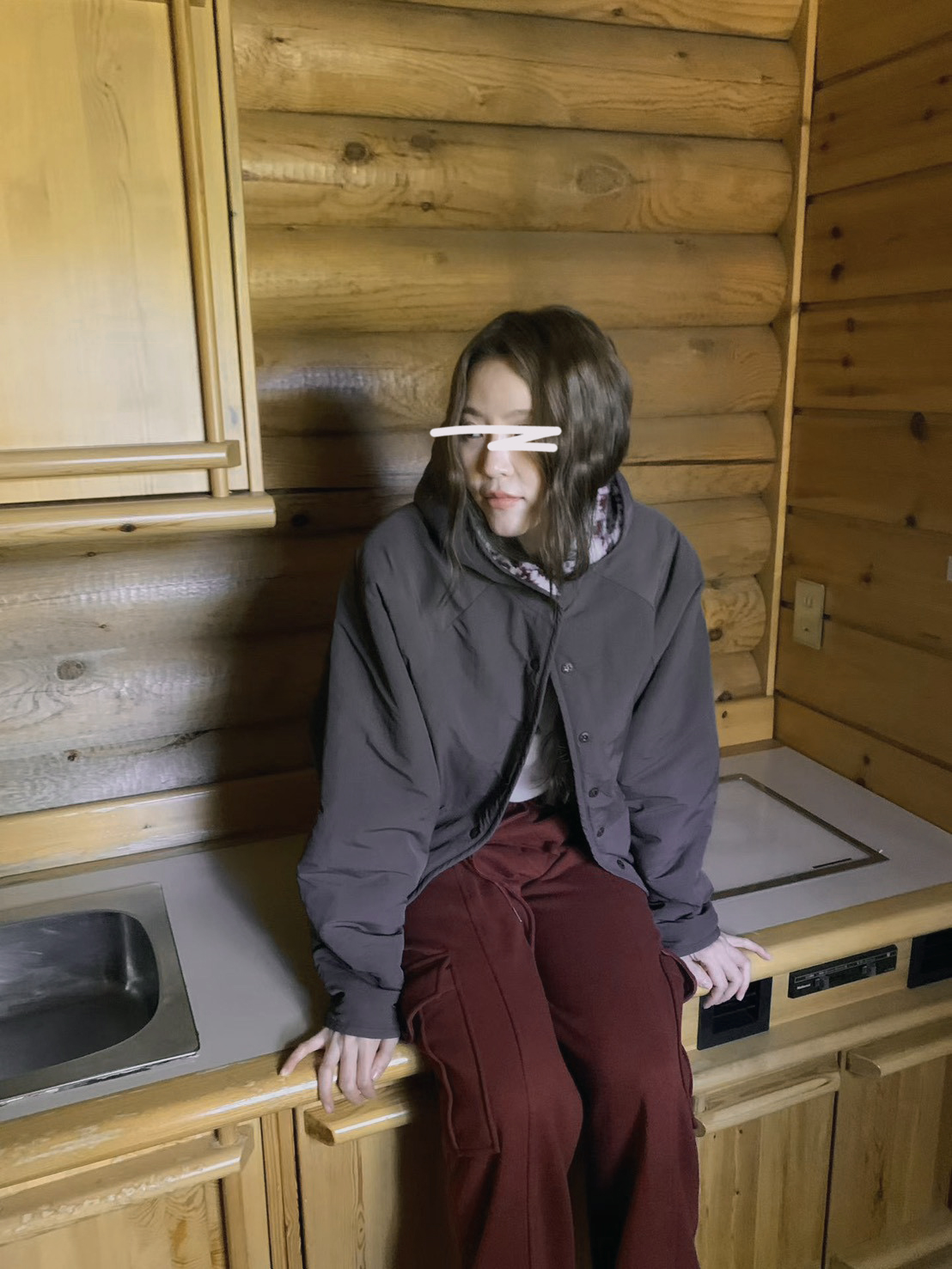 A77.設計款雙面穿圖騰QQ毛連帽外套