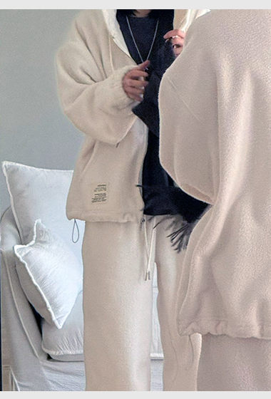 B08.陽光女孩搖粒絨連帽拉鍊外套