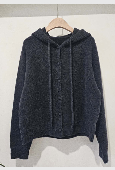 B63.星星家100%Wool包釦連帽毛衣外套