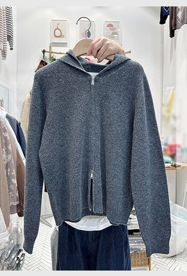 A21.100%羊毛雙向拉鍊連帽外套
