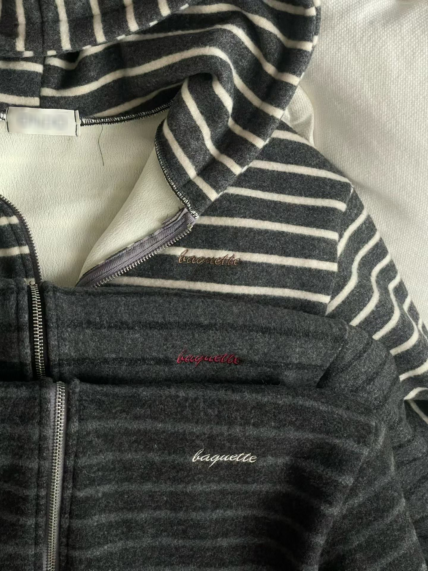 A21.休閒連帽條紋拉鍊外套