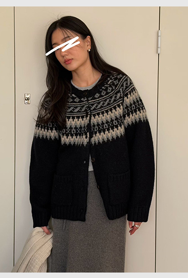 A58.瘦瘦歐膩北歐圖騰毛衣外套