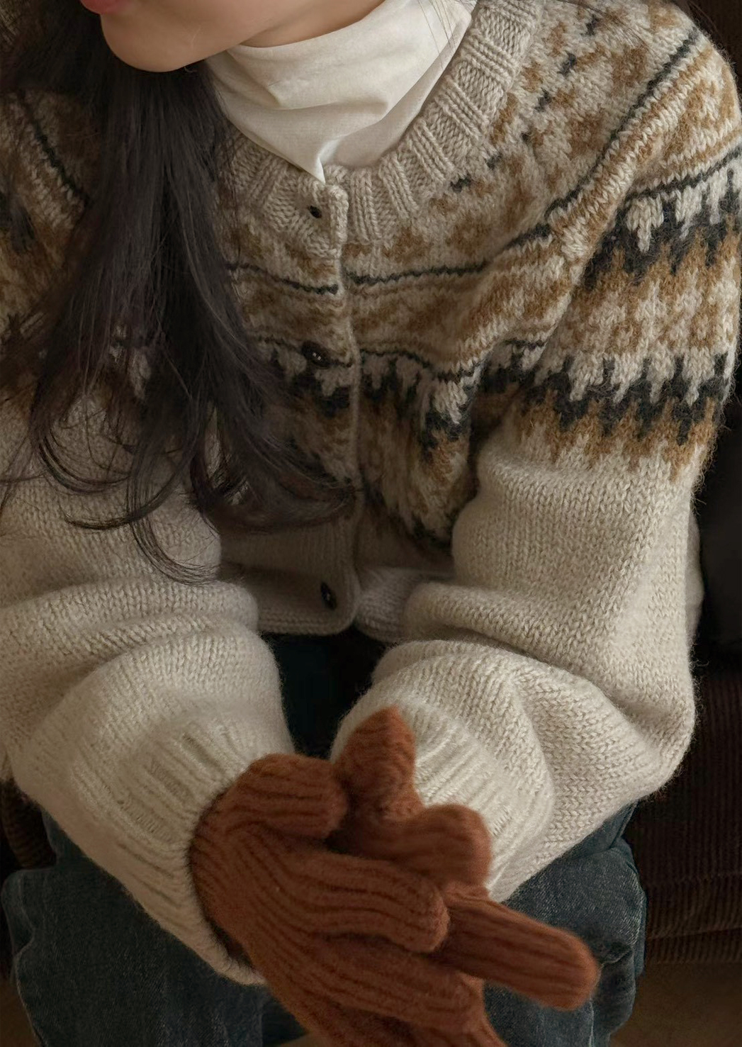 A58.瘦瘦歐膩北歐圖騰毛衣外套