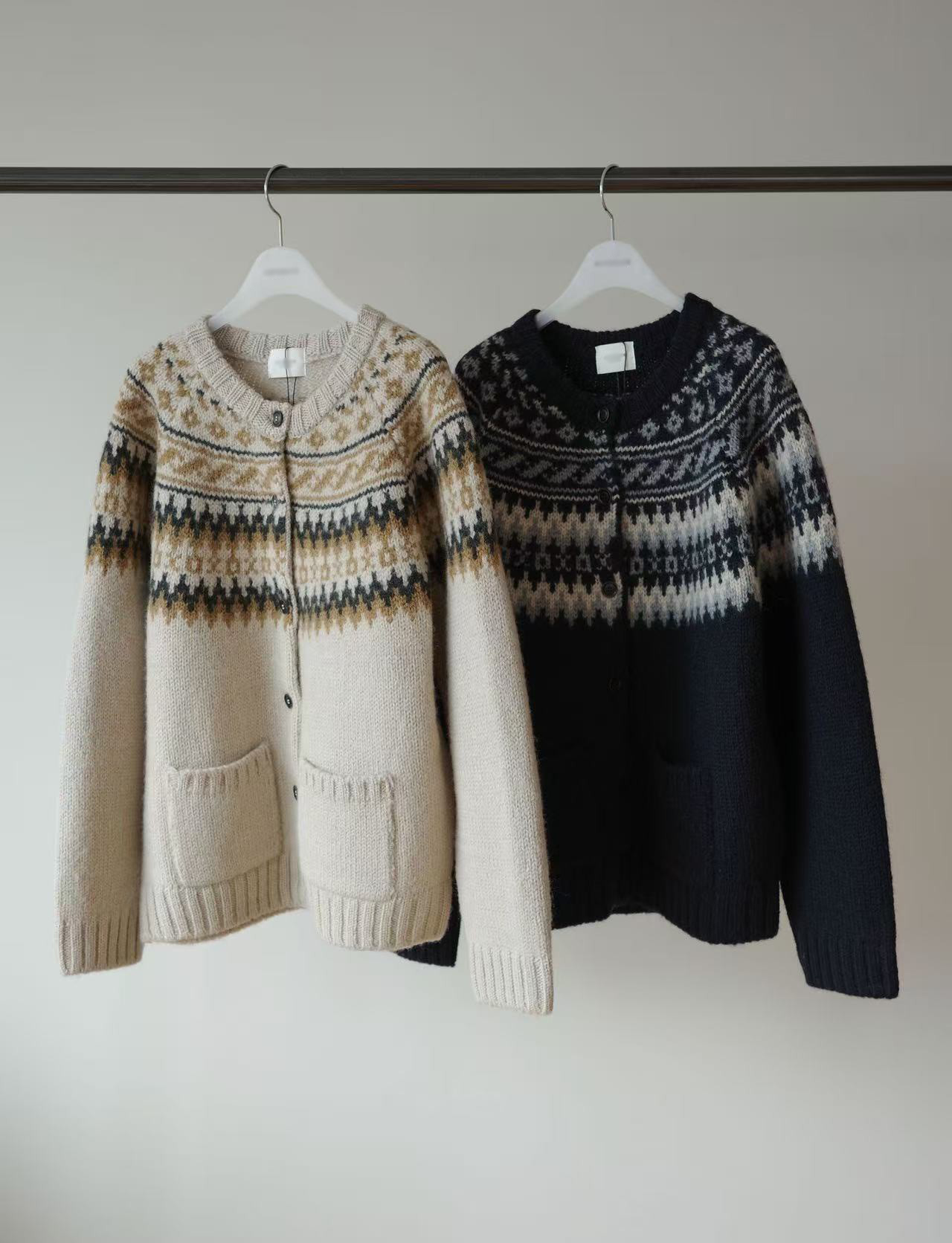 A58.瘦瘦歐膩北歐圖騰毛衣外套