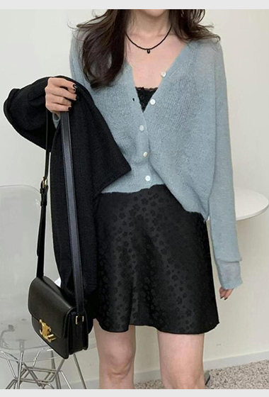 粉彩V領針織小外套