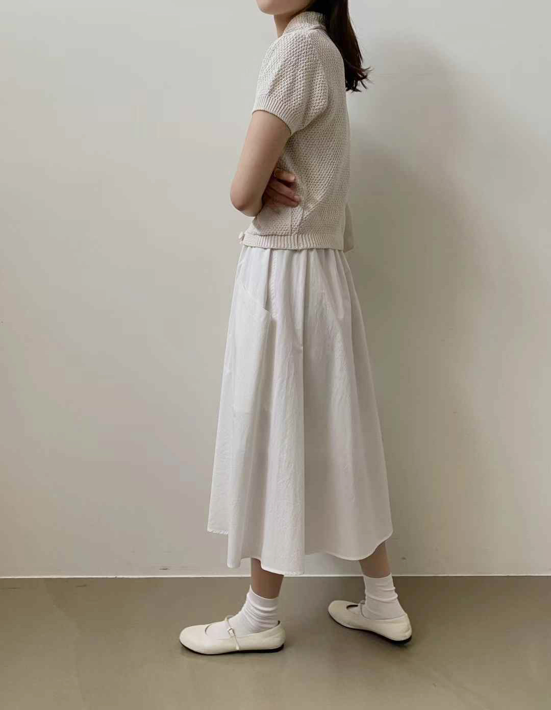 A85.質感家可愛圓翻領短袖針織