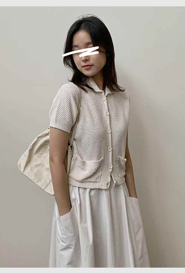 A85.質感家可愛圓翻領短袖針織