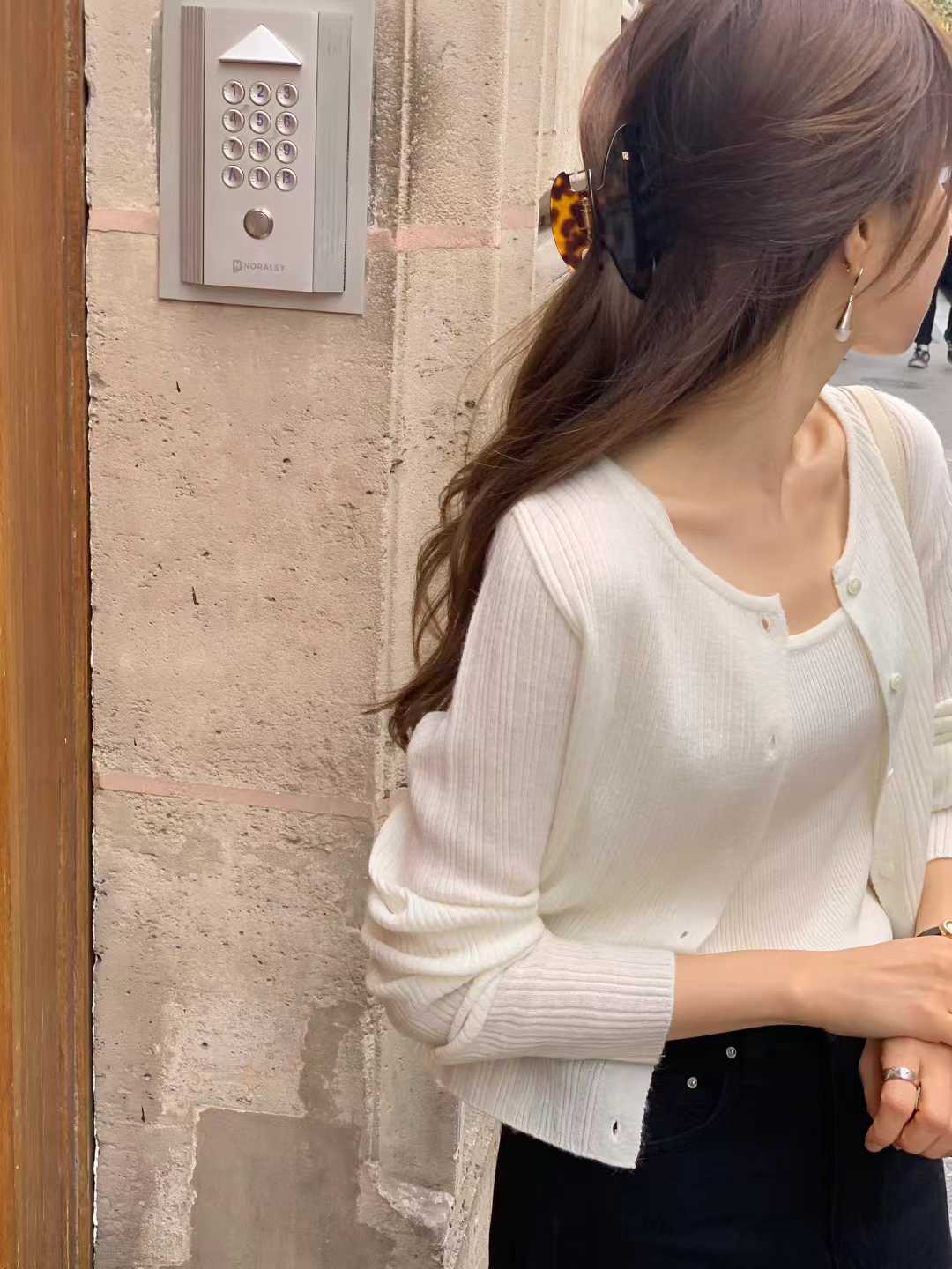 B79.顏值家漸變坑條馬海毛小外套