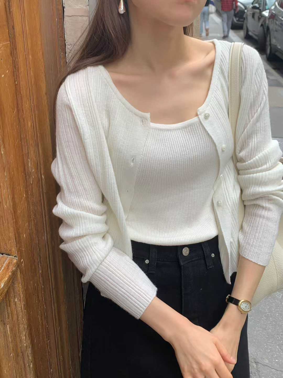 B79.顏值家漸變坑條馬海毛小外套