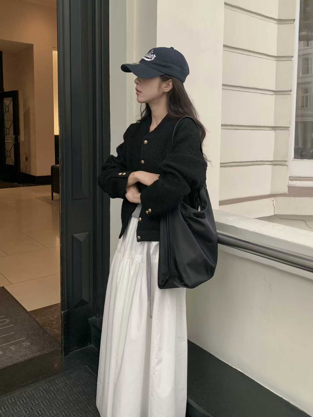 A61.小V家羊毛棒球領小香外套