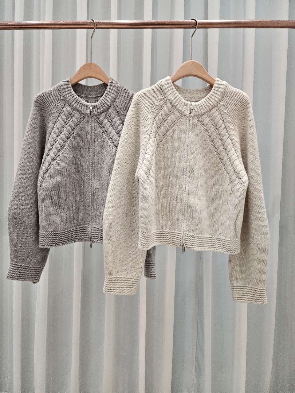 星星家麻花100%WOOL拉鍊外套
