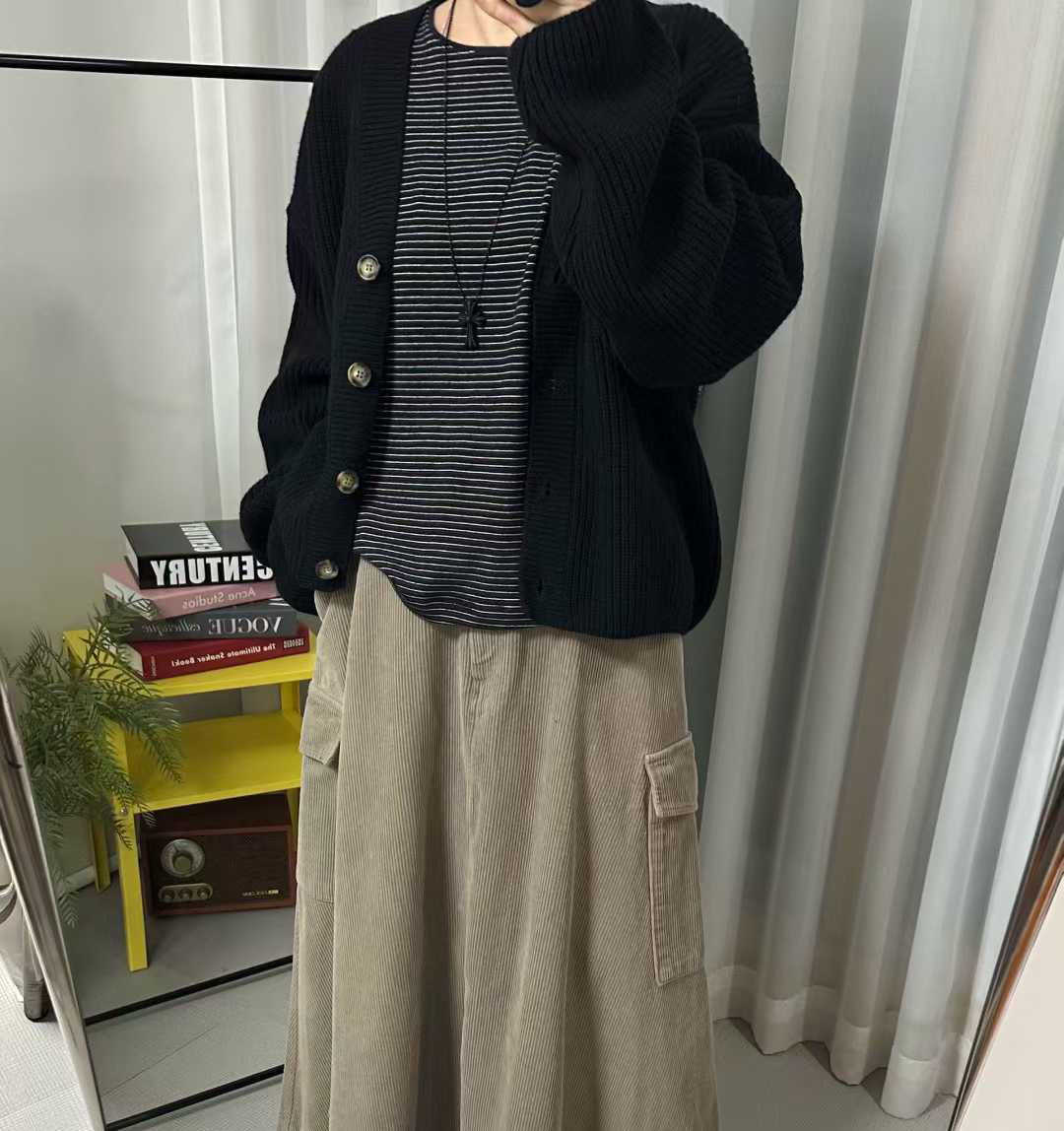 C12.親膚V領羊羔毛針織外套