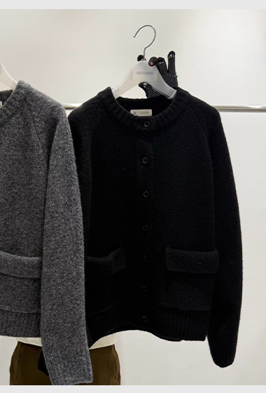 B82.質感家保暖口袋圓領針織外套