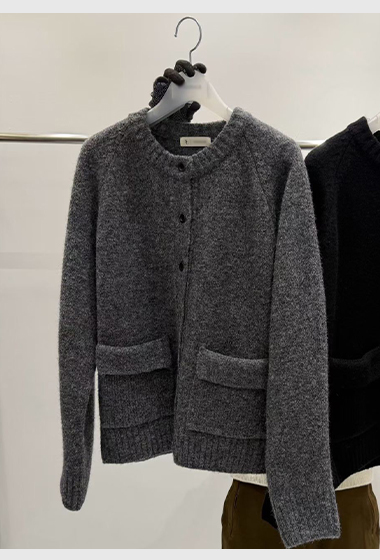 B82.質感家保暖口袋圓領針織外套