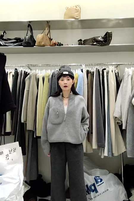 B81.質感家高領單邊口袋拉鍊外套