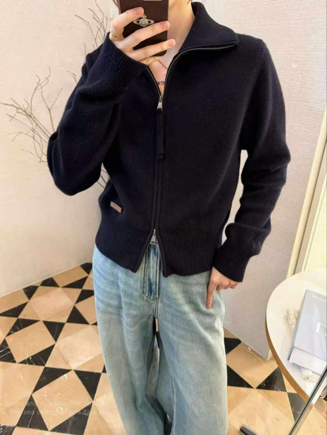 B81.可可家率性翻領拉鍊羊毛外套