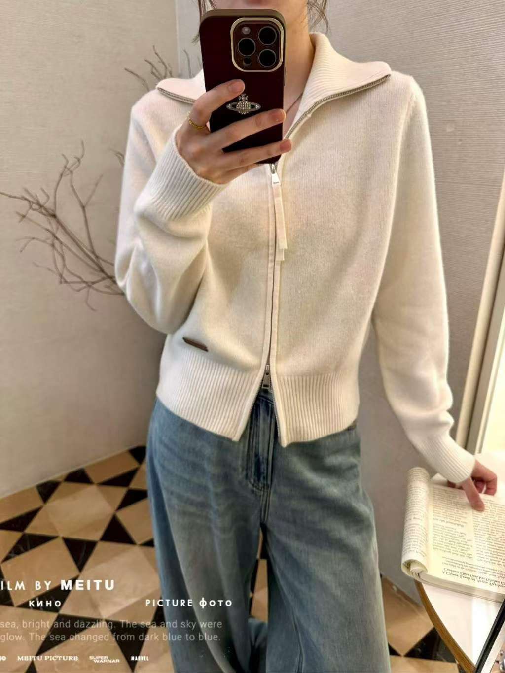 B81.可可家率性翻領拉鍊羊毛外套