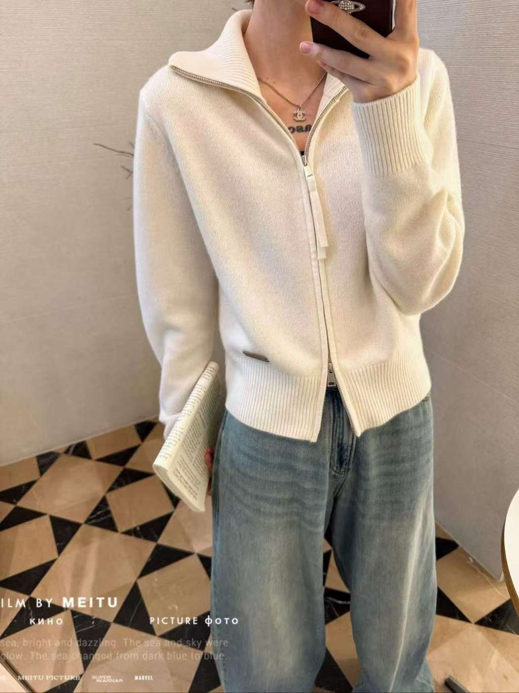 B81.可可家率性翻領拉鍊羊毛外套