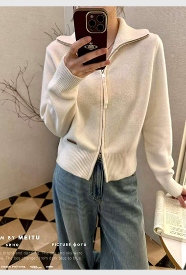 B81.可可家率性翻領拉鍊羊毛外套