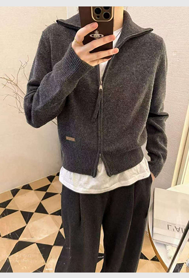 B81.可可家率性翻領拉鍊羊毛外套