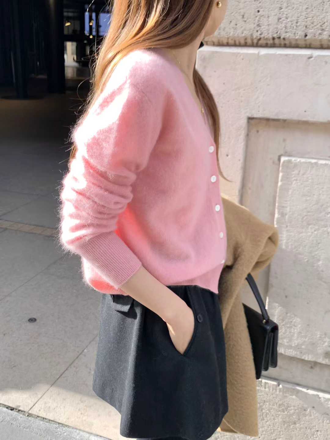 A17.顏值家V領柔美5%CASHMERE小外套