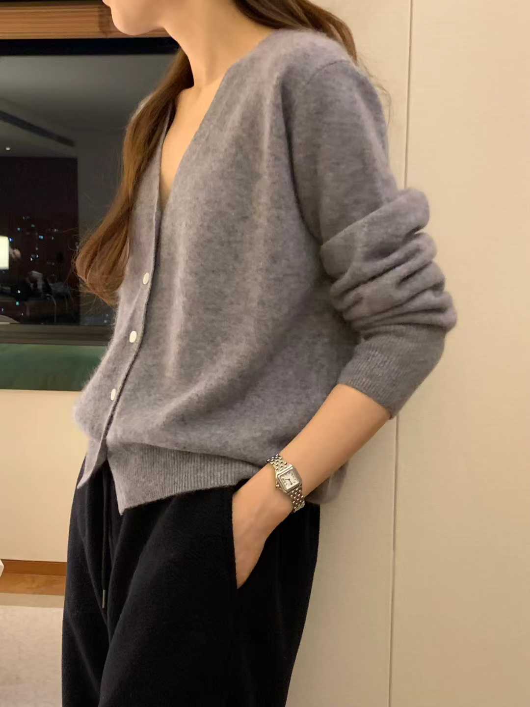 A17.顏值家V領柔美5%CASHMERE小外套