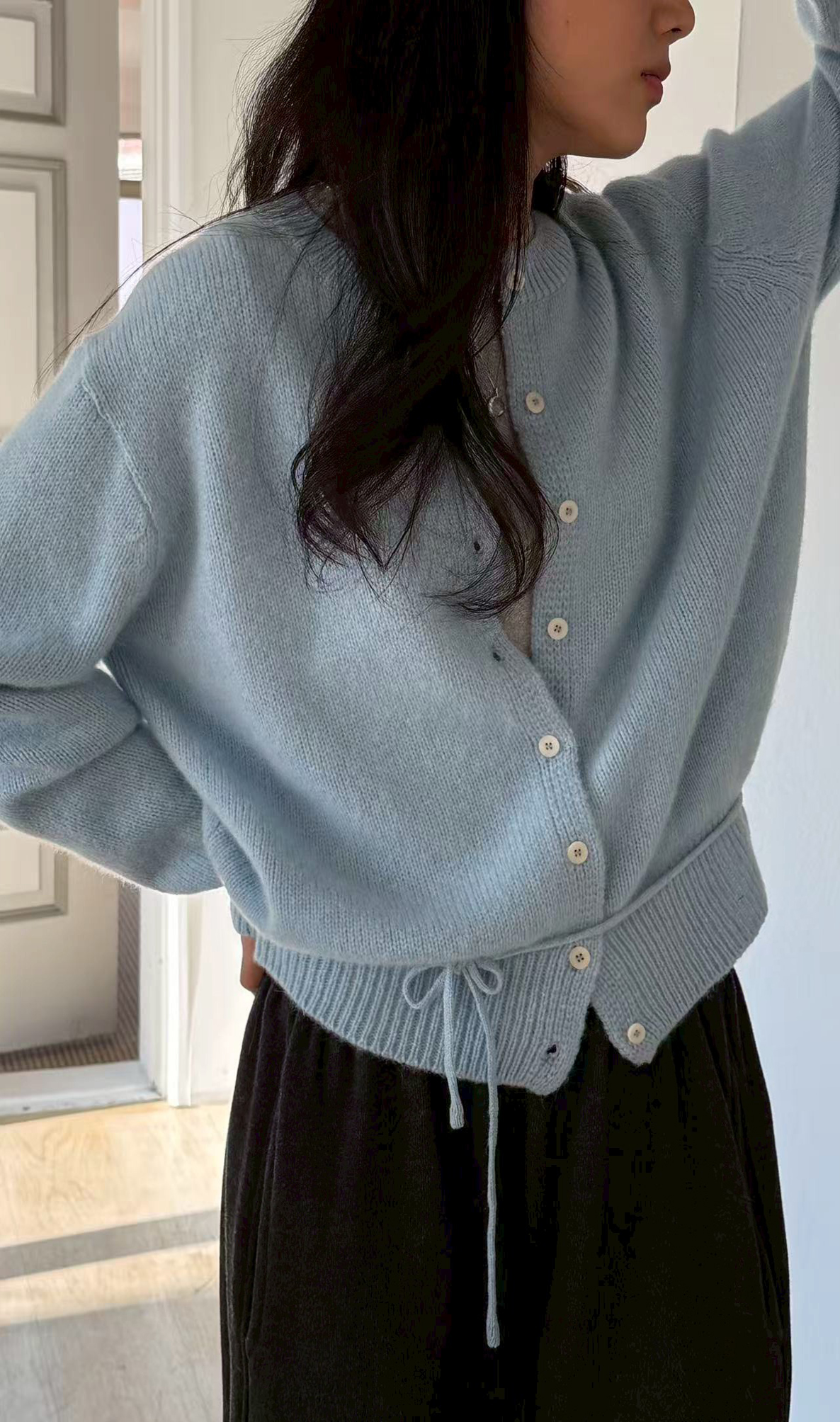 B44.瘦瘦歐膩高級綁帶毛衣小外套