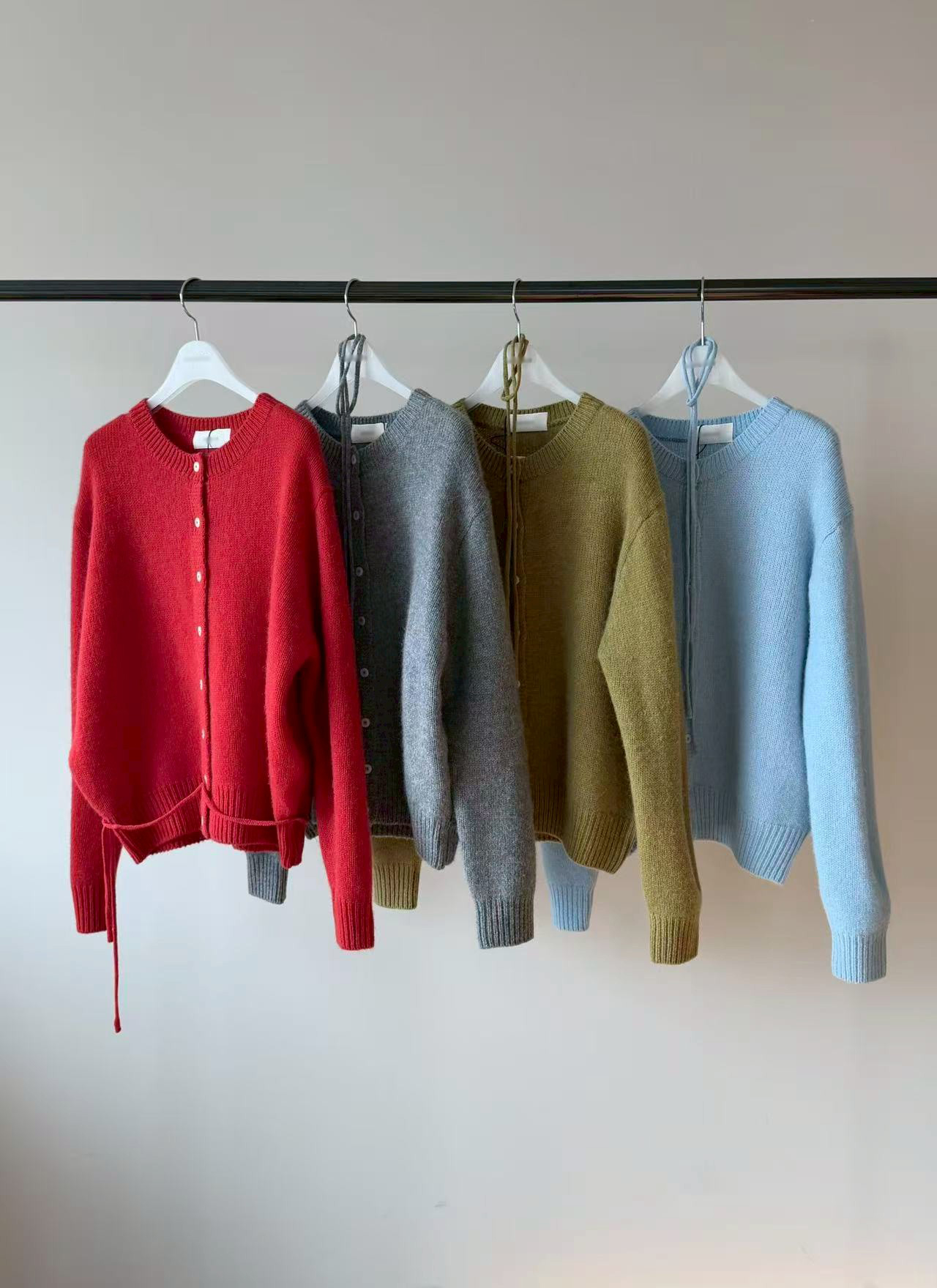 B44.瘦瘦歐膩高級綁帶毛衣小外套