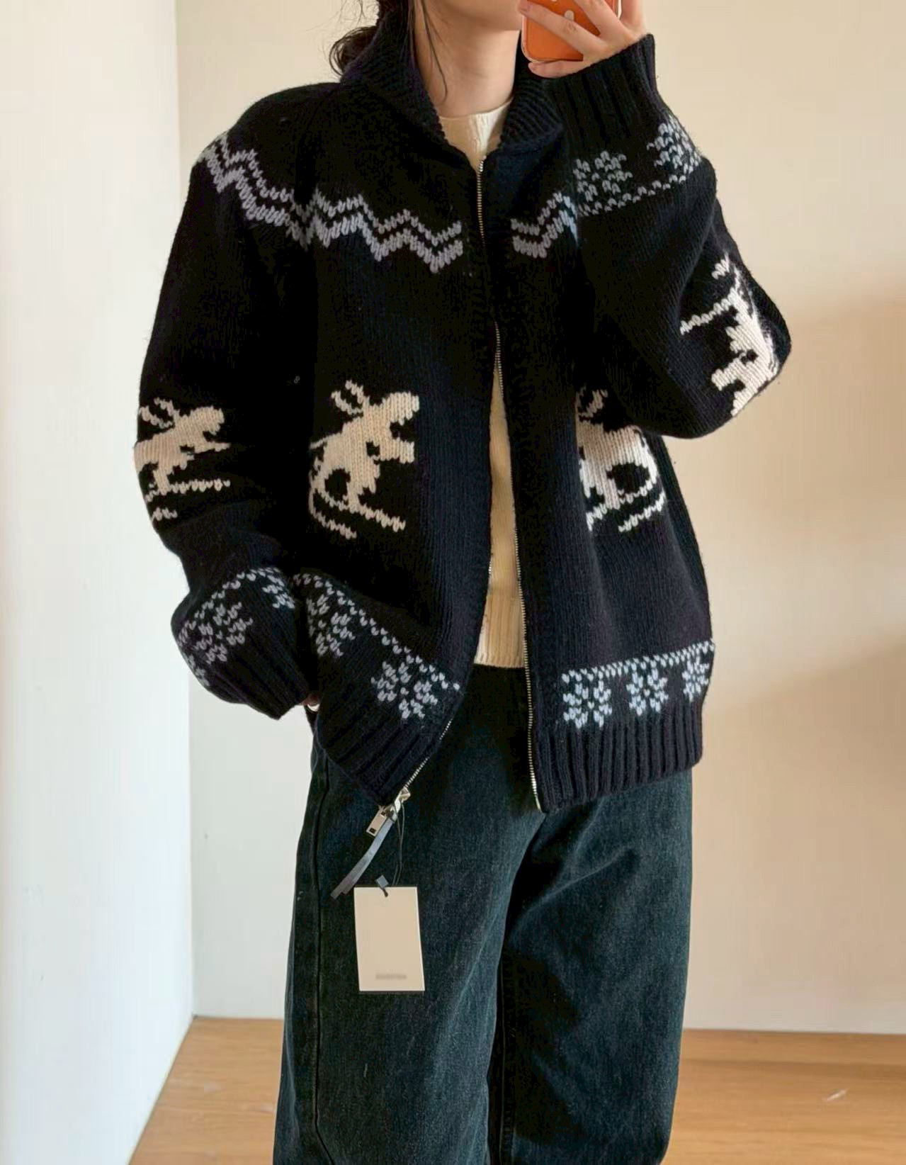 B53.瘦瘦歐膩雪橇麋鹿毛衣外套