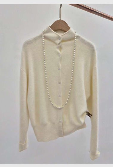 B69.可可家半高領小排釦毛衣外套