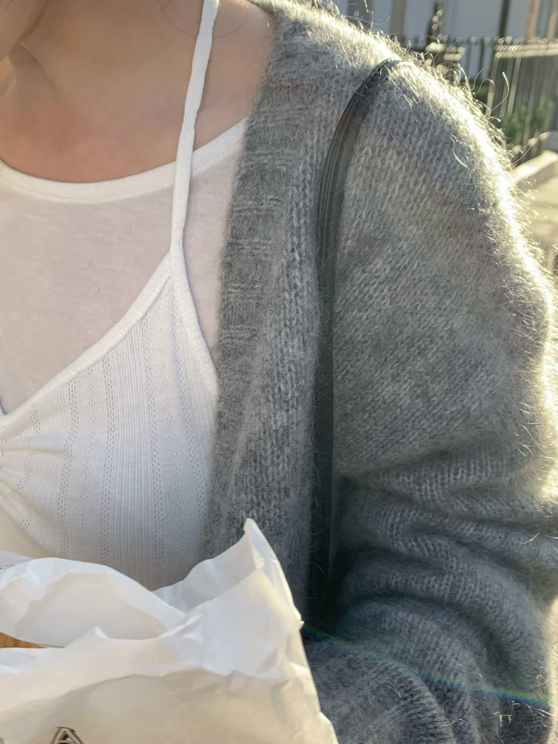 A17.小V家唯美雙口袋馬海毛衣外套