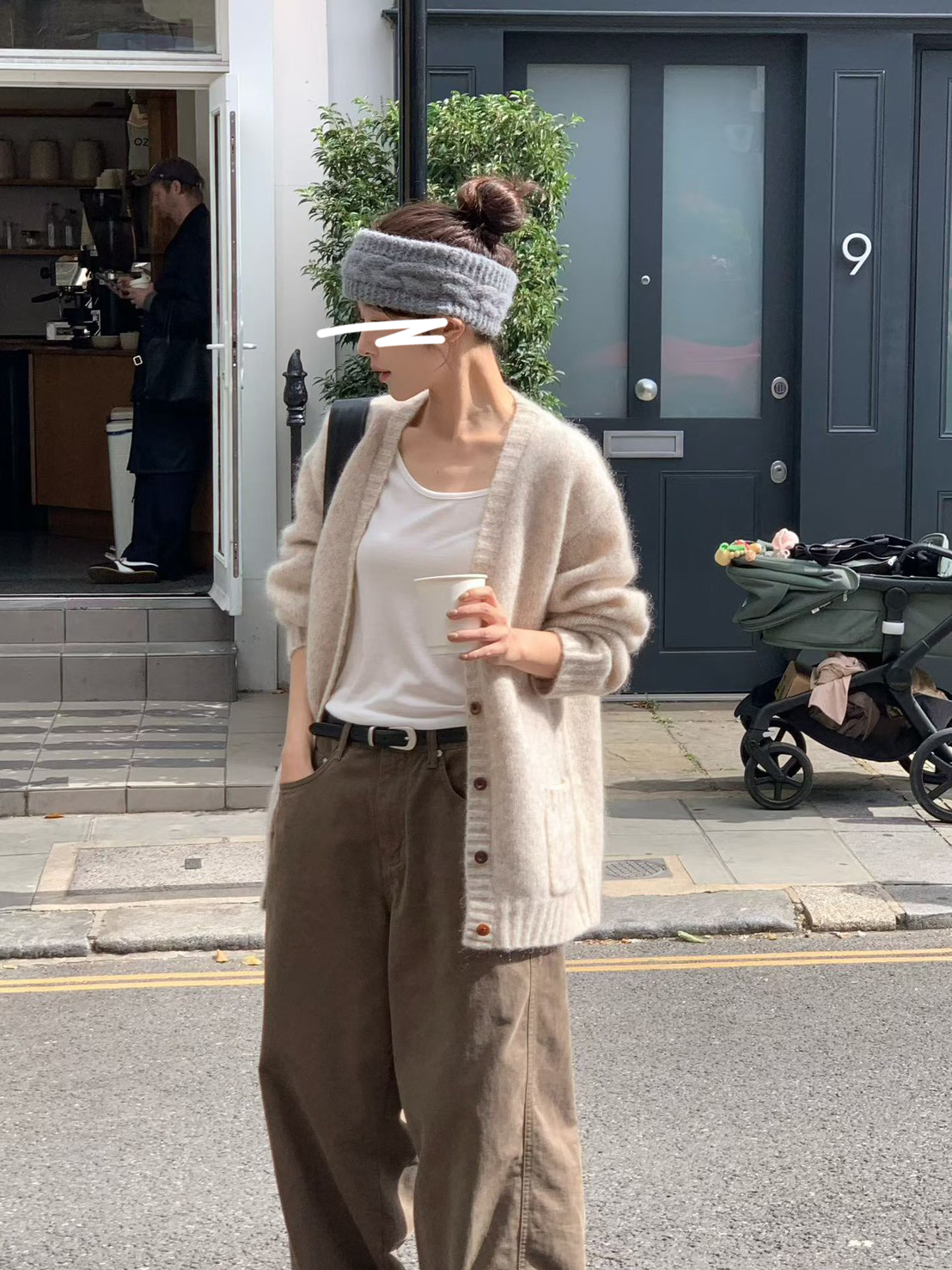 A17.小V家唯美雙口袋馬海毛衣外套