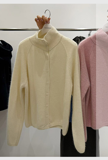 B35.質感家粉彩立領排釦毛衣