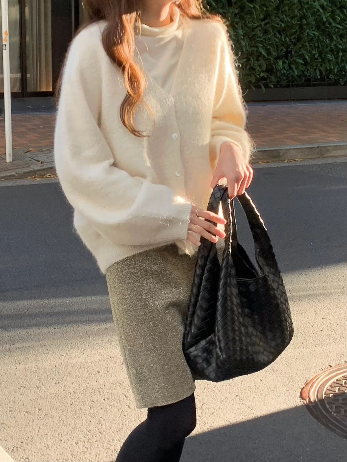 A25.顏值家駝羊毛V領排釦無縫外套