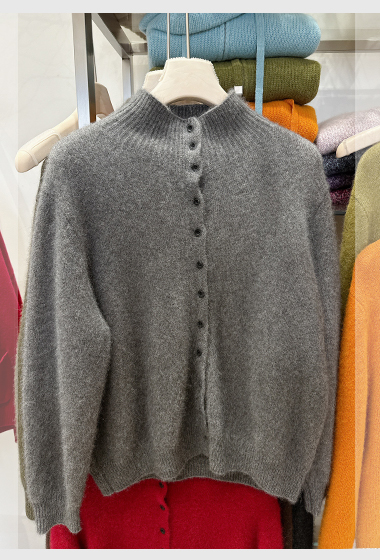 B25.秀氣精緻小排釦40%浣熊毛衣外套