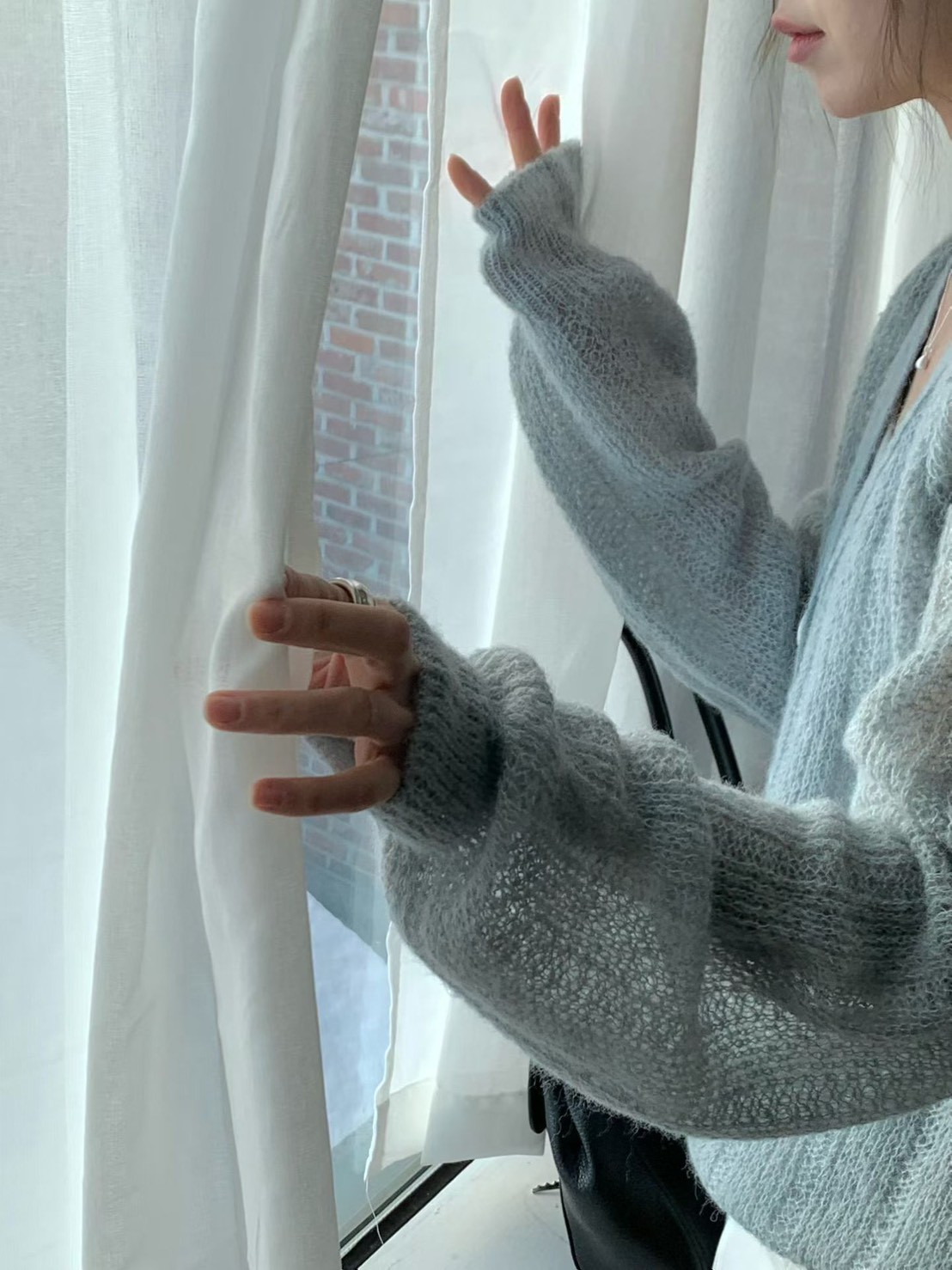 B66.迷人淡雅羊駝毛針織小外套