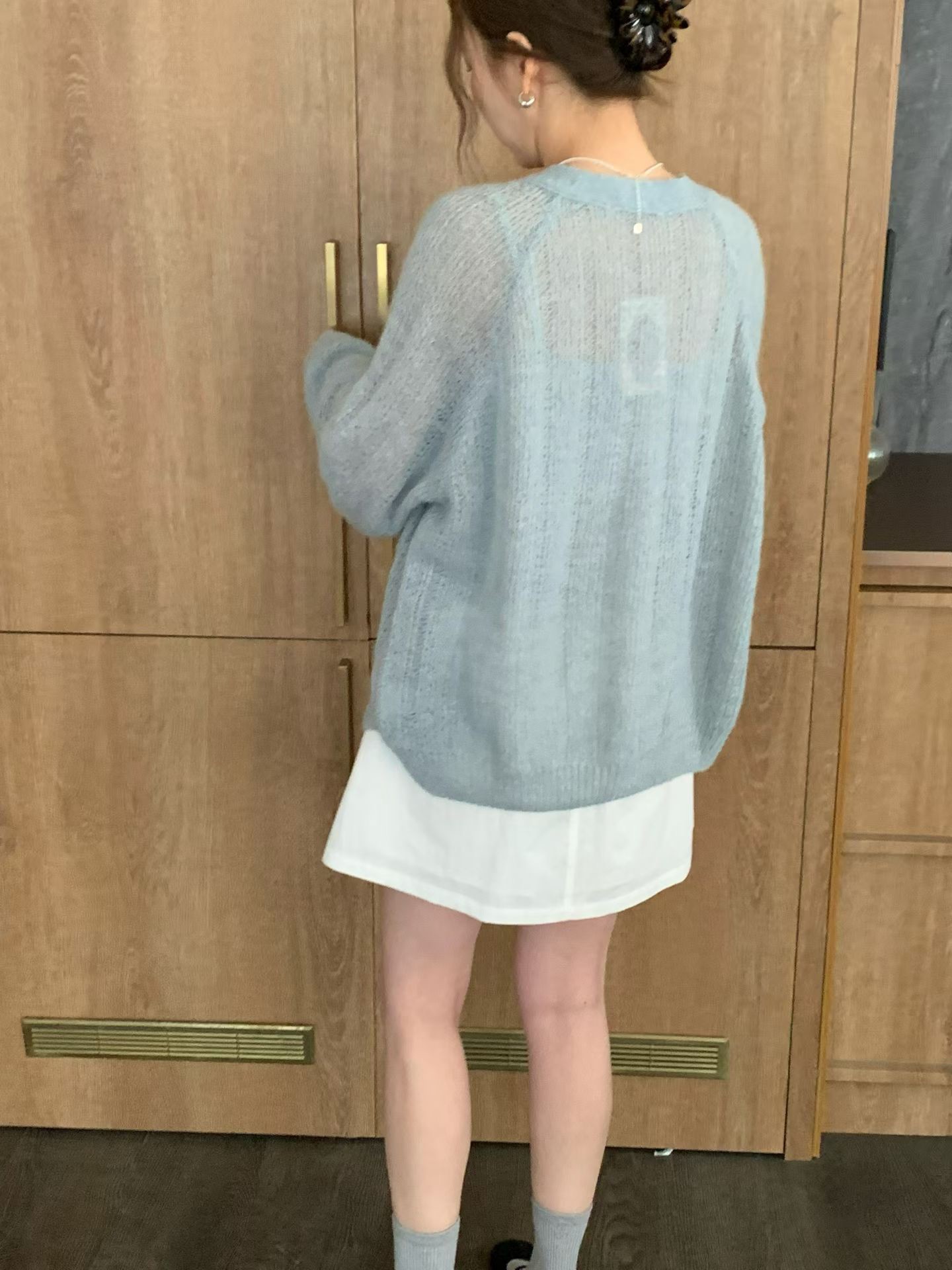 B66.迷人淡雅羊駝毛針織小外套