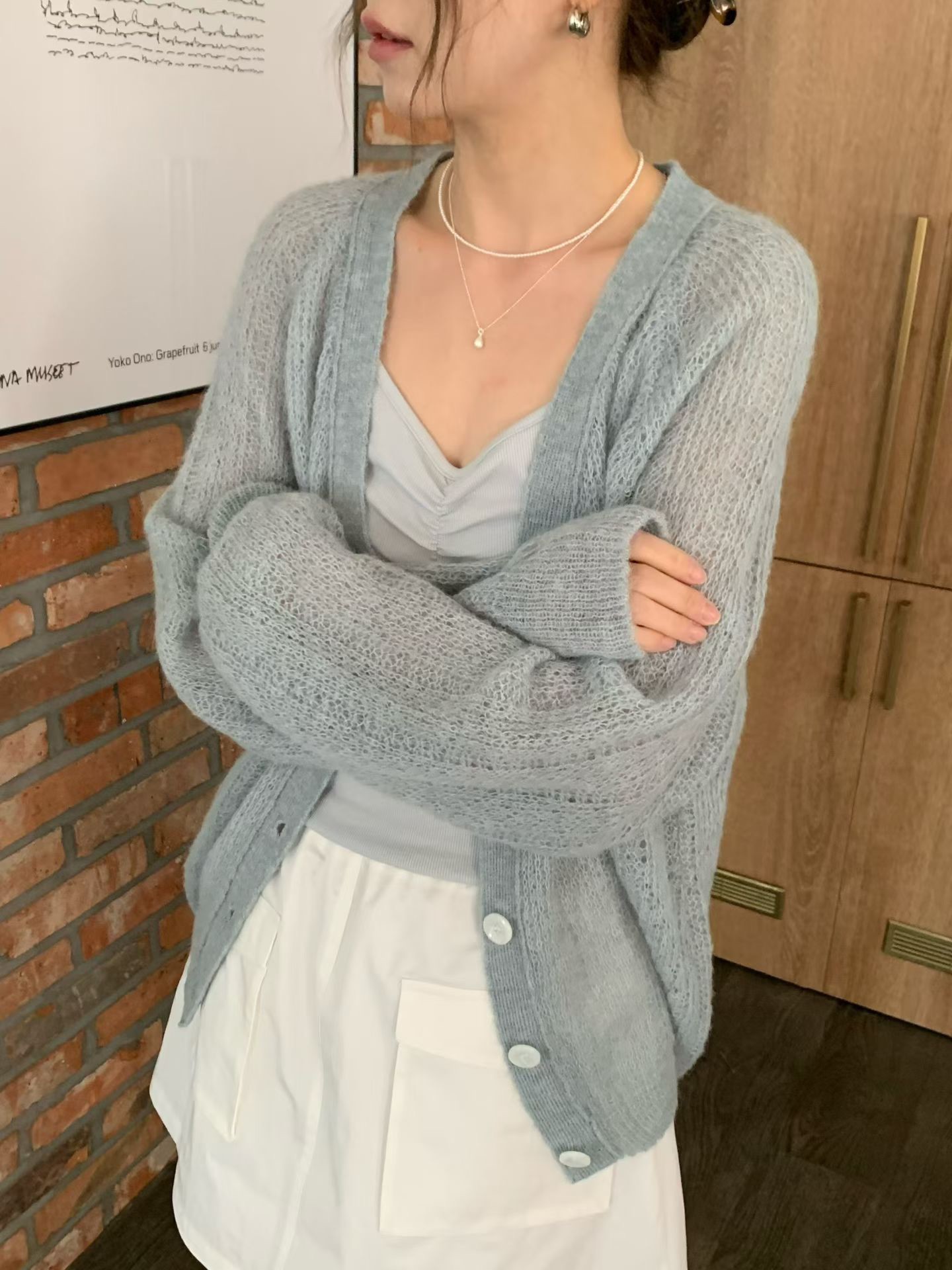 B66.迷人淡雅羊駝毛針織小外套