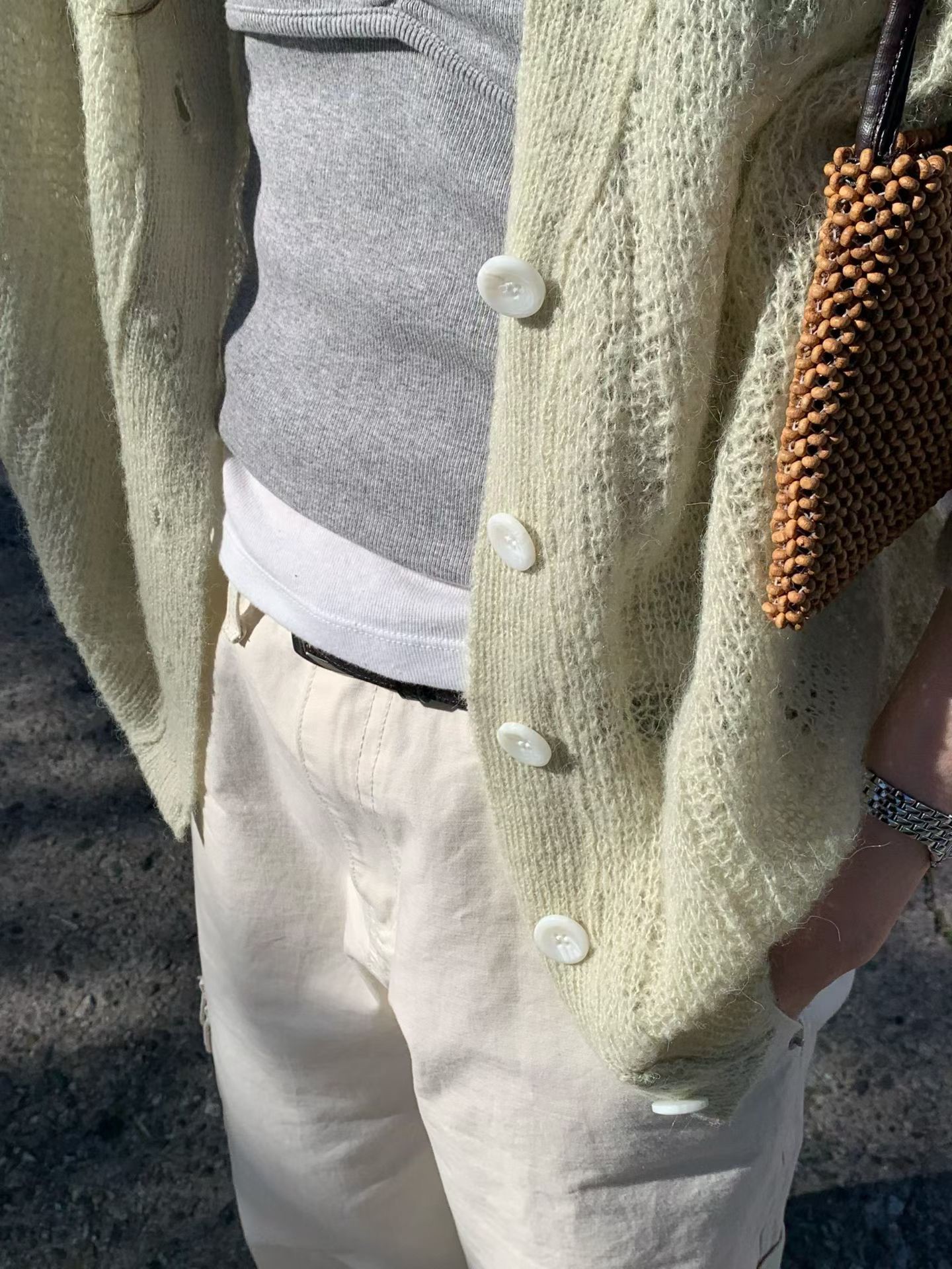 B66.迷人淡雅羊駝毛針織小外套