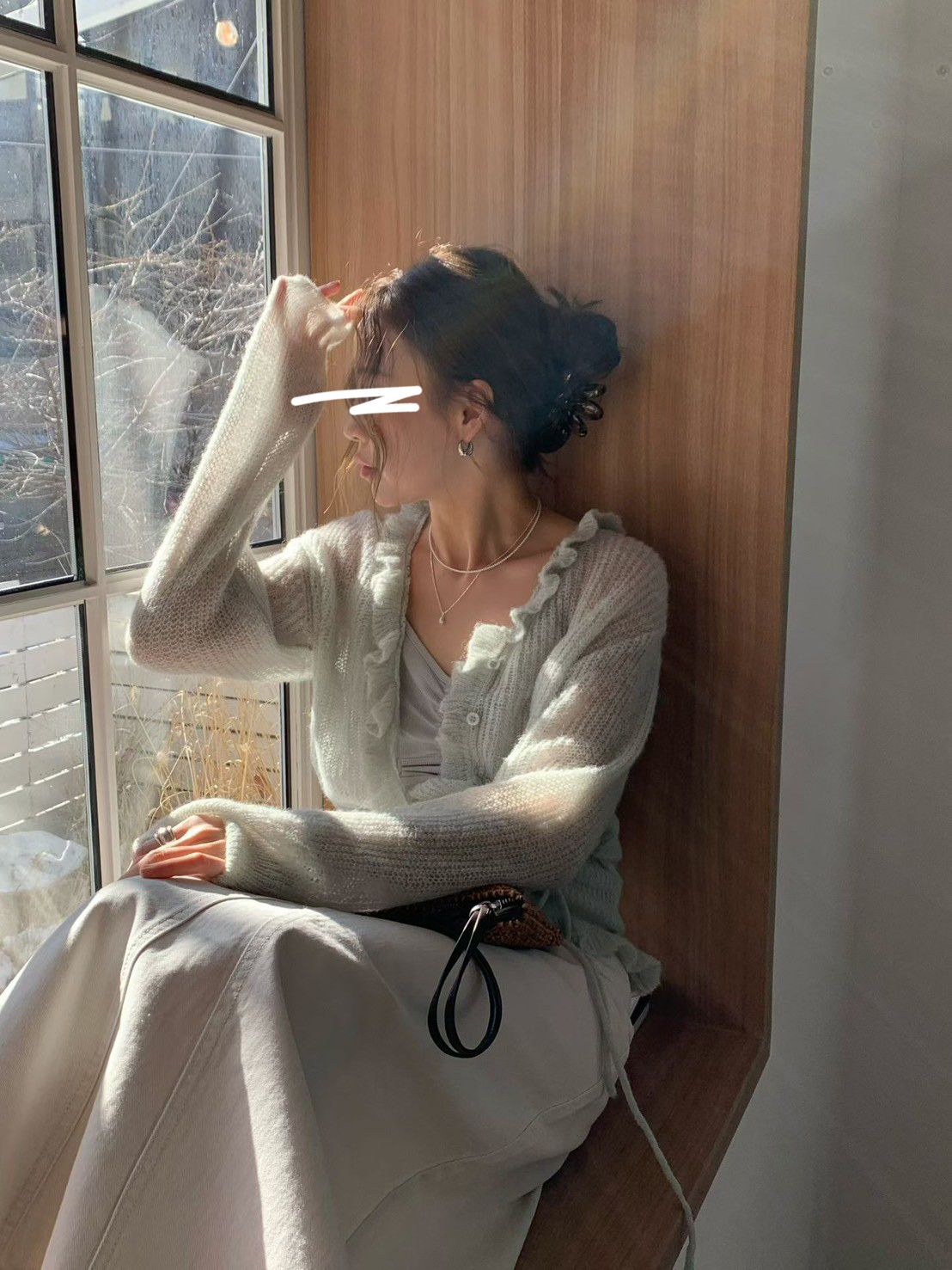 B57.浪漫小波浪粉彩針織小外套