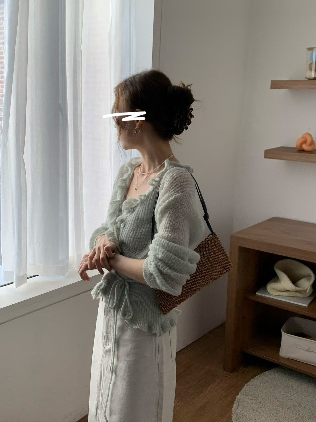 B57.浪漫小波浪粉彩針織小外套