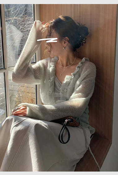 B57.浪漫小波浪粉彩針織小外套